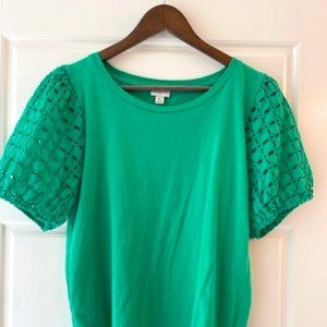 Puffy Sleeve Top with Eyelet Details